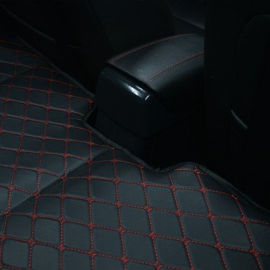 Online Universal Diamond Car Bed - Non-Inflatable Black and Red Stitching Luxury Leather Diamond Car Bed Mattress