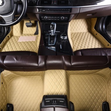 Online Beige Luxury Leather Diamond Car Floor Mats