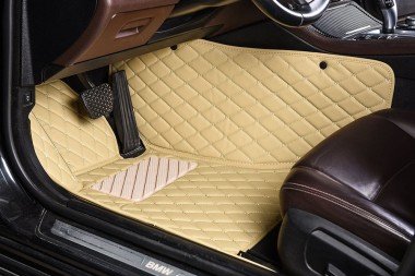 Online Beige Luxury Leather Diamond Car Floor Mats