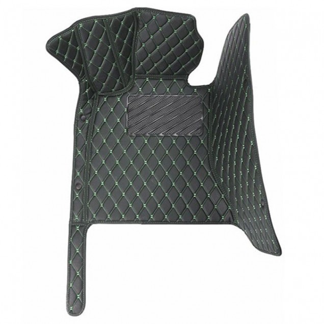 Online Black and Green Stitching Luxury Leather Diamond Car Floor Mats Online Black and Green Stitching Luxury Leather Diamond Car Floor Mats