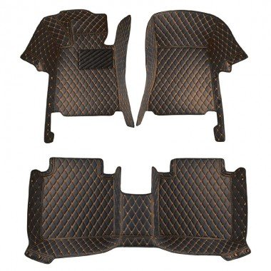 Online Black and Orange Stitching Luxury Leather Diamond Car Floor Mats