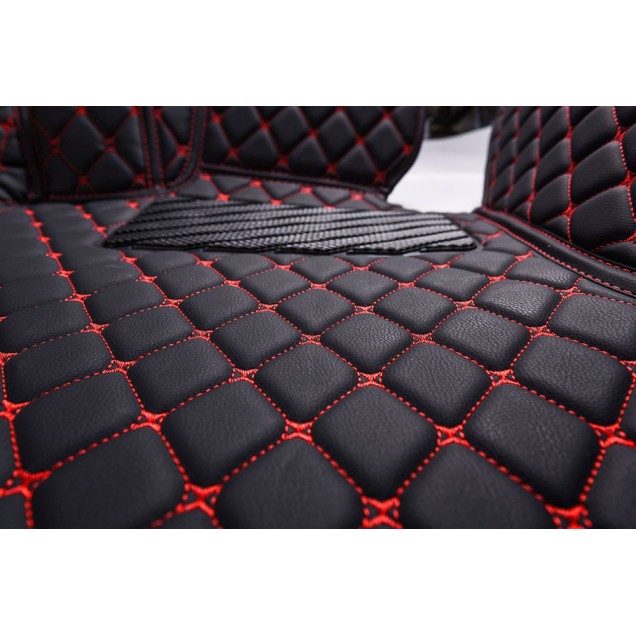 Online Black and Red Stitching Luxury Leather Diamond Car Floor Mats Online Black and Red Stitching Luxury Leather Diamond Car Floor Mats
