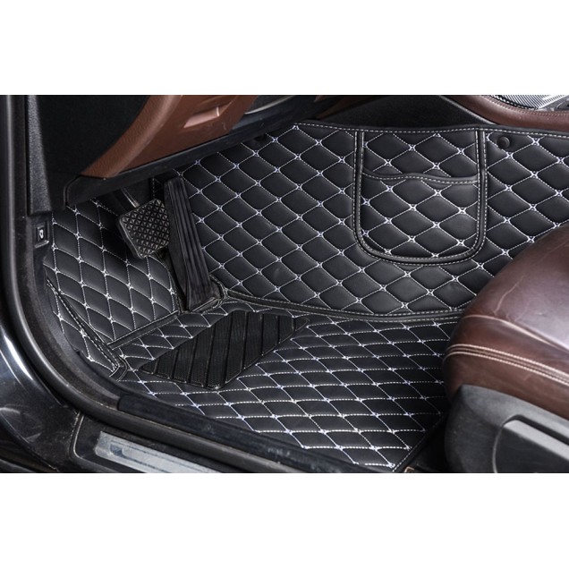 Online Black and White Stitching Luxury Leather Diamond Car Floor Mats Online Black and White Stitching Luxury Leather Diamond Car Floor Mats