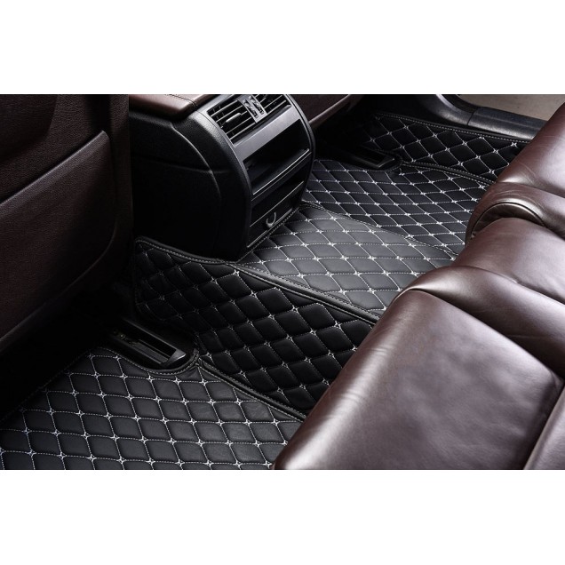 Online Black and White Stitching Luxury Leather Diamond Car Floor Mats Online Black and White Stitching Luxury Leather Diamond Car Floor Mats