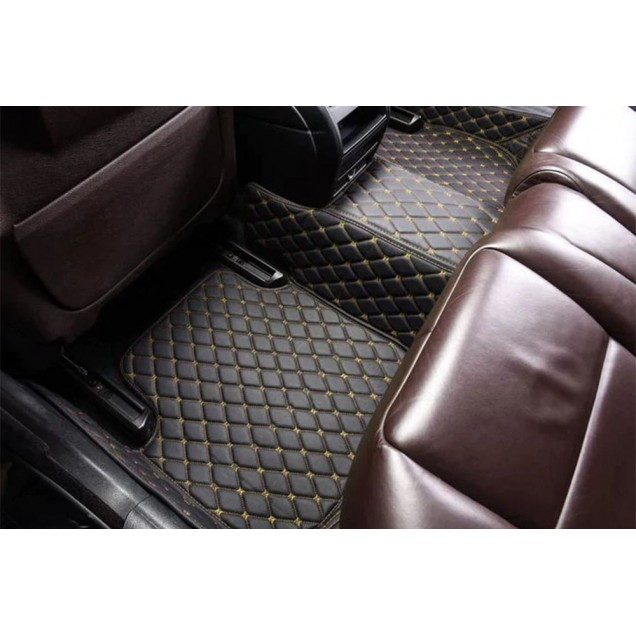 Online Black and Yellow Stitching Luxury Leather Diamond Car Floor Mats Online Black and Yellow Stitching Luxury Leather Diamond Car Floor Mats