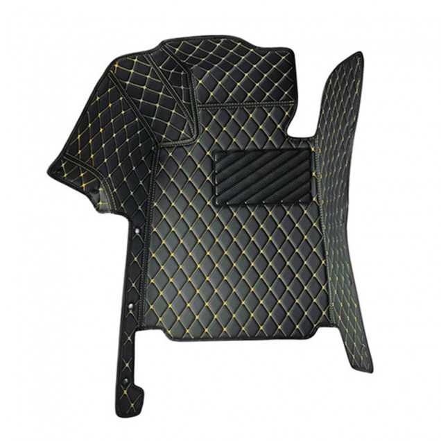 Online Black and Yellow Stitching Luxury Leather Diamond Car Floor Mats Online Black and Yellow Stitching Luxury Leather Diamond Car Floor Mats