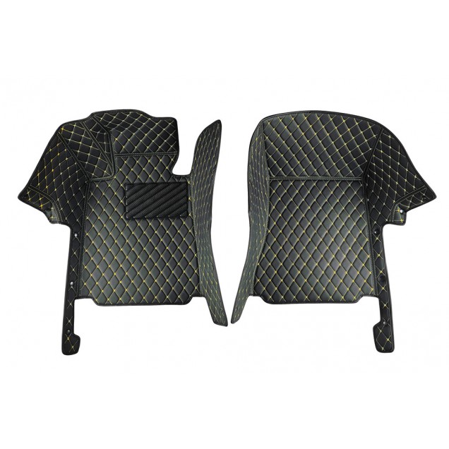 Online Black and Yellow Stitching Luxury Leather Diamond Car Floor Mats Online Black and Yellow Stitching Luxury Leather Diamond Car Floor Mats