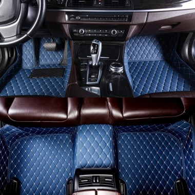 Online Blue Luxury Leather Diamond Car Floor Mats