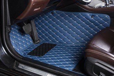 Online Blue Luxury Leather Diamond Car Floor Mats