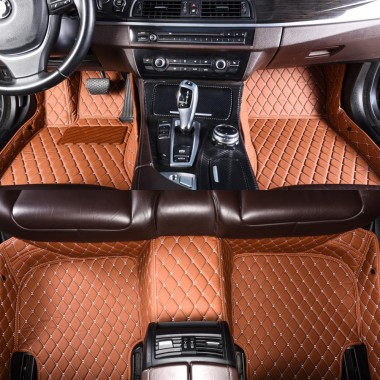 Online Brown Luxury Leather Diamond Car Floor Mats