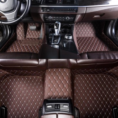 Online Dark Brown Luxury Leather Diamond Car Floor Mats