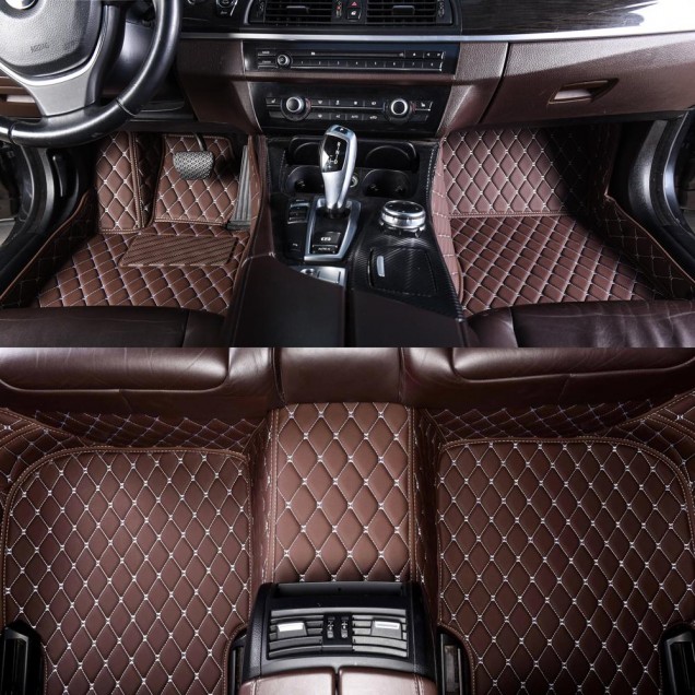 Online Dark Brown Luxury Leather Diamond Car Floor Mats Online Dark Brown Luxury Leather Diamond Car Floor Mats