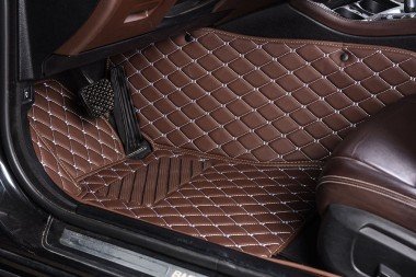 Online Dark Brown Luxury Leather Diamond Car Floor Mats