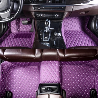Online Purple Luxury Leather Diamond Car Floor Mats