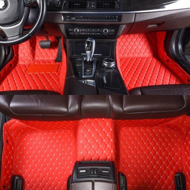 Online Red Luxury Leather Diamond Car Floor Mats