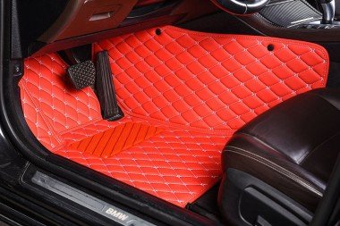 Online Red Luxury Leather Diamond Car Floor Mats