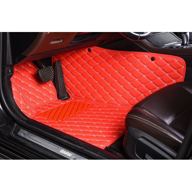 Online Red Luxury Leather Diamond Car Floor Mats Online Red Luxury Leather Diamond Car Floor Mats