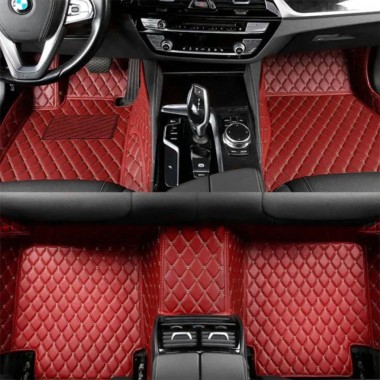 Online Wine Red Luxury Leather Diamond Car Floor Mats