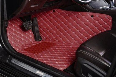 Online Wine Red Luxury Leather Diamond Car Floor Mats