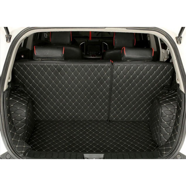 Online Black and Beige Stitching Full Cover Luxury Leather Diamond Trunk Car Floor Mats Online Black and Beige Stitching Full Cover Luxury Leather Diamond Trunk Car Floor Mats