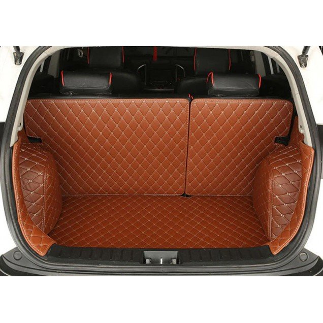 Online Brown Full Cover Luxury Leather Diamond Trunk Car Floor Mats