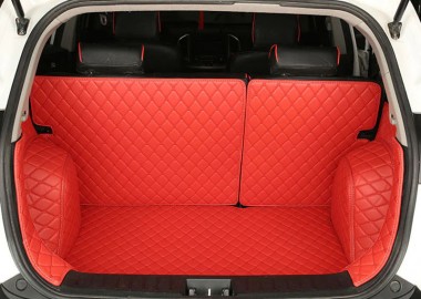 Online Red Full Cover Luxury Leather Diamond Trunk Car Floor Mats