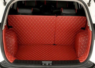 Online Wine Red Full Cover Luxury Leather Diamond Trunk Car Floor Mats
