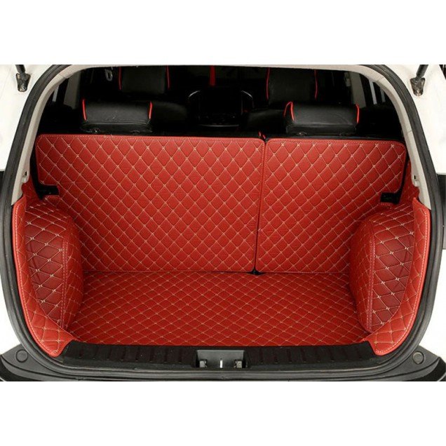 Online Wine Red Full Cover Luxury Leather Diamond Trunk Car Floor Mats