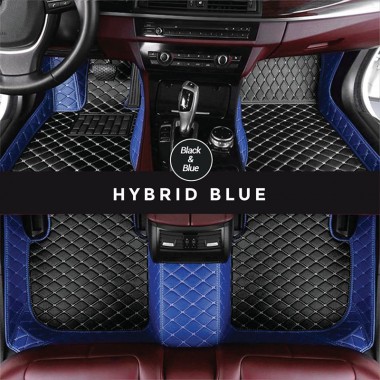 Online Black and Blue Hybrid Mode Premium Diamond Car Floor Mats
