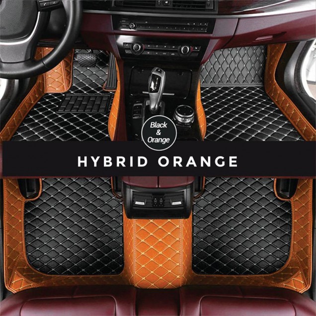 Online Black and Orange Hybrid Mode Premium Diamond Car Floor Mats Online Black and Orange Hybrid Mode Premium Diamond Car Floor Mats