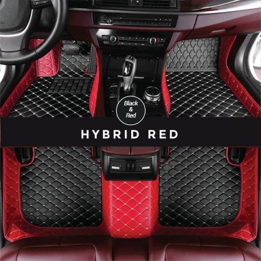 Online Black and Red Hybrid Mode Premium Diamond Car Floor Mats