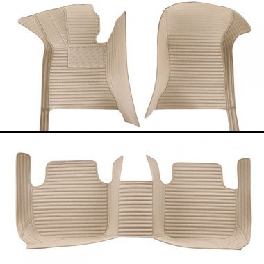 Online Beige Luxury Leather Stripe Car Floor Mats