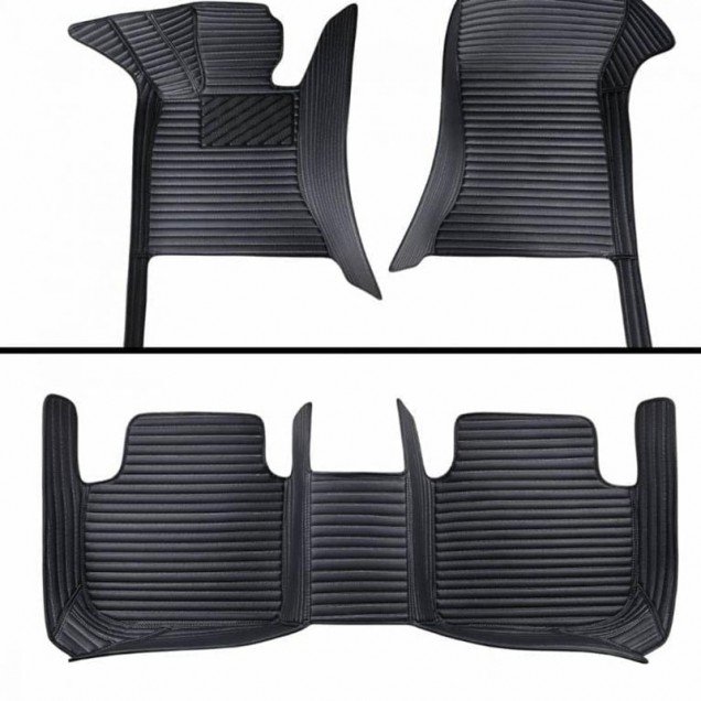 Online Black Luxury Leather Stripe Car Floor Mats