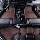 Online Dark Brown Luxury Leather Stripe Car Floor Mats