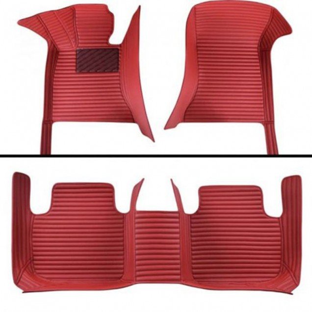 Online Maroon Luxury Leather Stripe Car Floor Mats