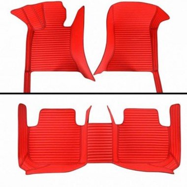 Online Red Luxury Leather Stripe Car Floor Mats
