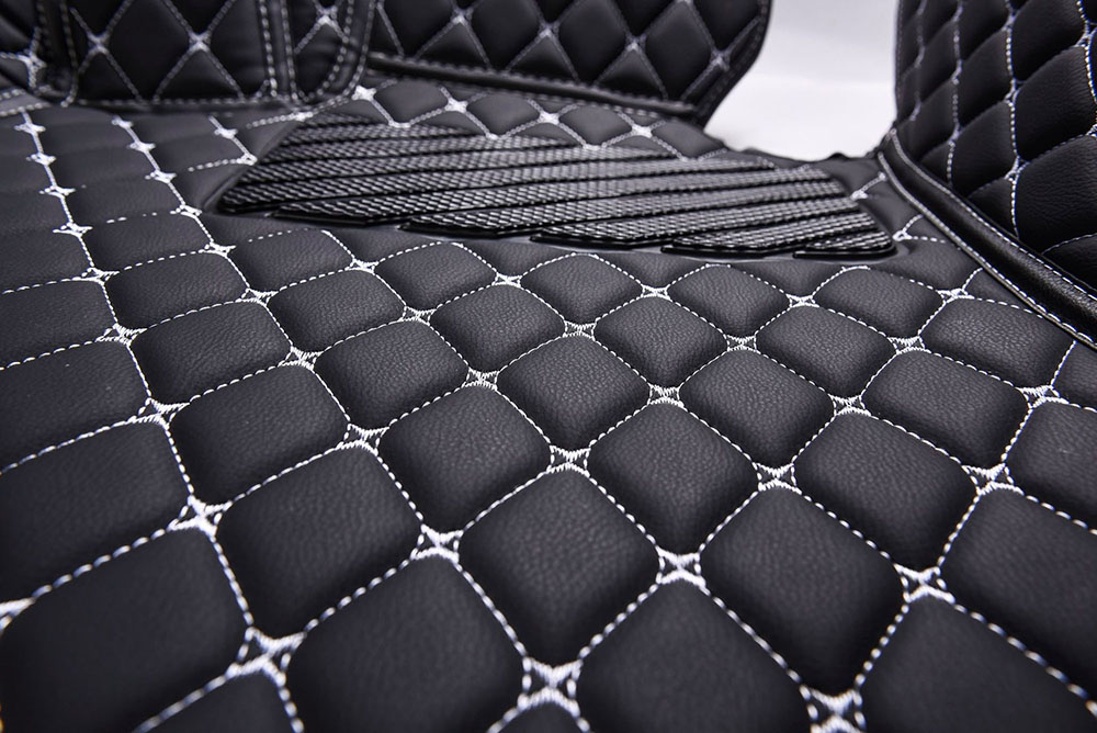 Online Black and White Stitching Luxury Leather Diamonds Car Floor Mats