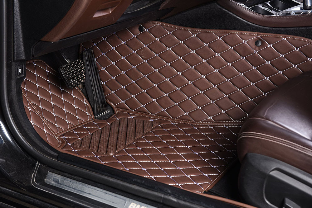 Online Dark Brown Luxury Leather Diamond Car Mats