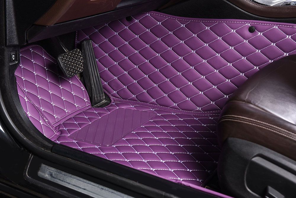 Online Purple Luxury Leather Diamond Car Mats