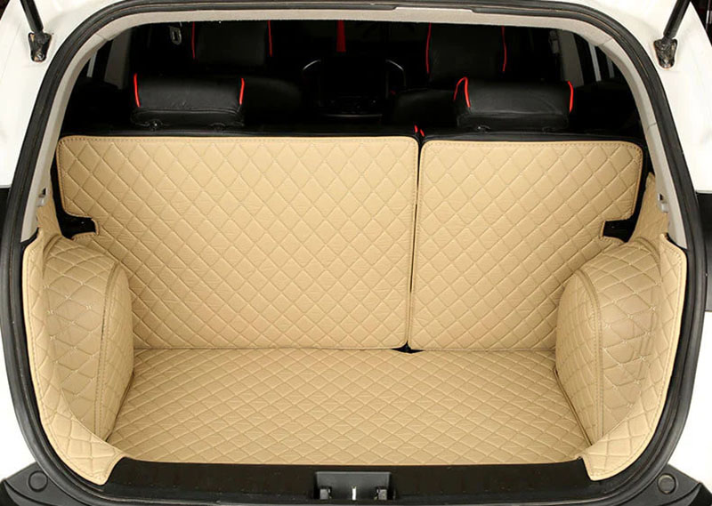 Online Beige Full Cover Luxury Leather Diamond Trunk Car Mats