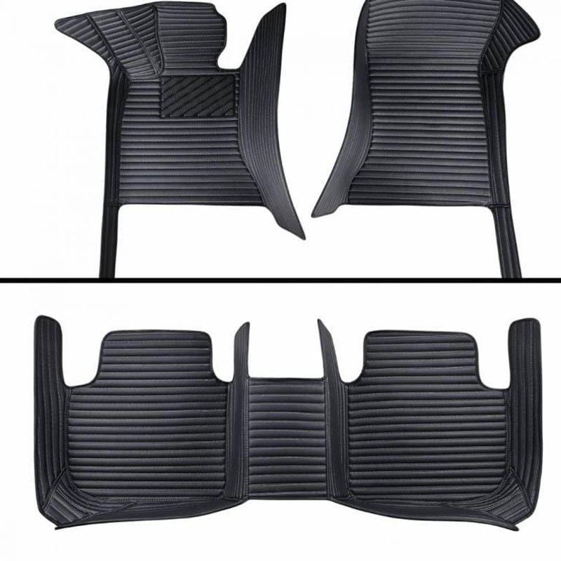 Online Black Luxury Leather Stripe Car Mats