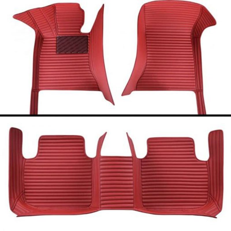 Online Maroon Luxury Leather Stripe Car Mats