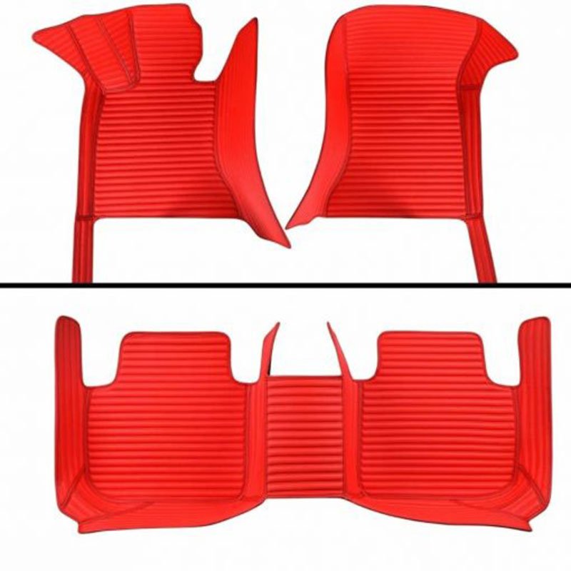 Online Red Luxury Leather Stripe Car Mats